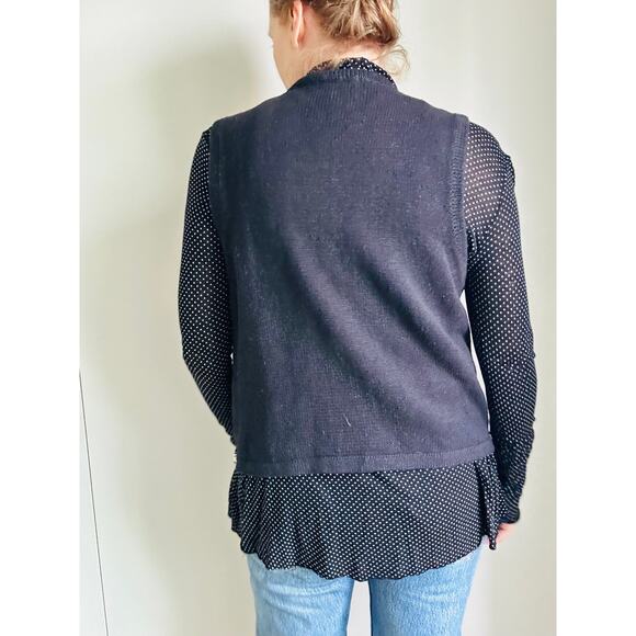 Embellished 90s Sweater Vest Vintage Black Knit with Gold Beads Size Medium - Picture 5 of 9